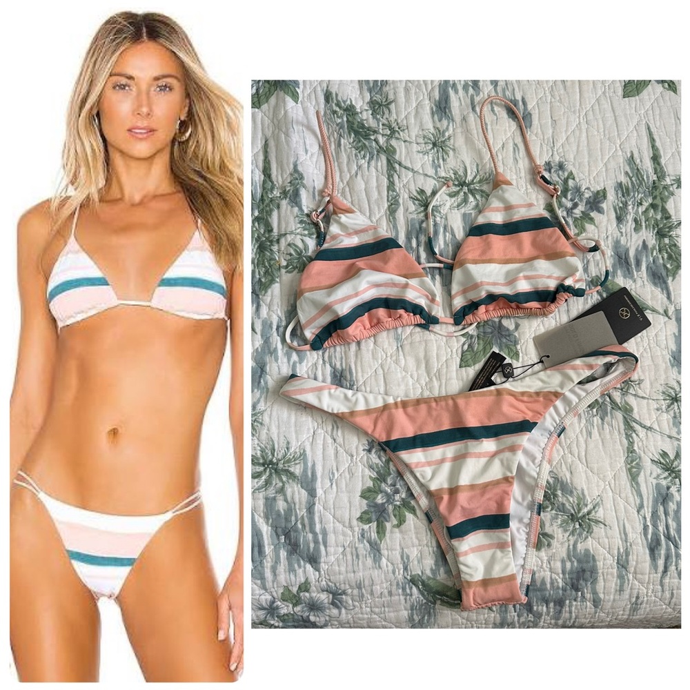ViX Chimera Stripe Amber Parallel Bikini Set Brazilian L NWT